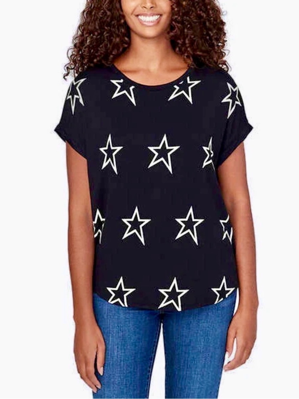 Buffalo David Bitton Short Sleeve French Terry Top with Star Print